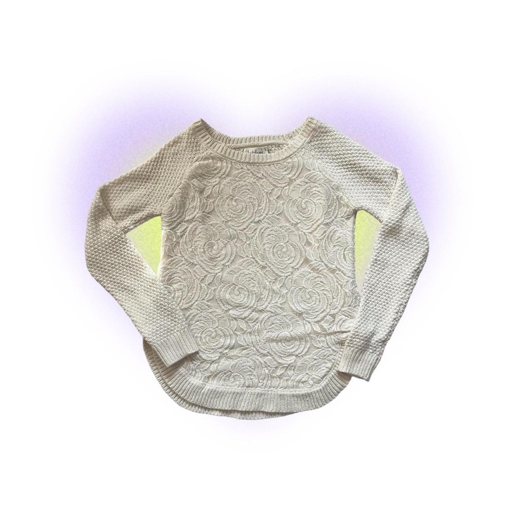 beautiful rose knitted white coquette sweater